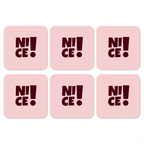 Nice - Uitroepteken - Roze onderzetter kurk middel -3d