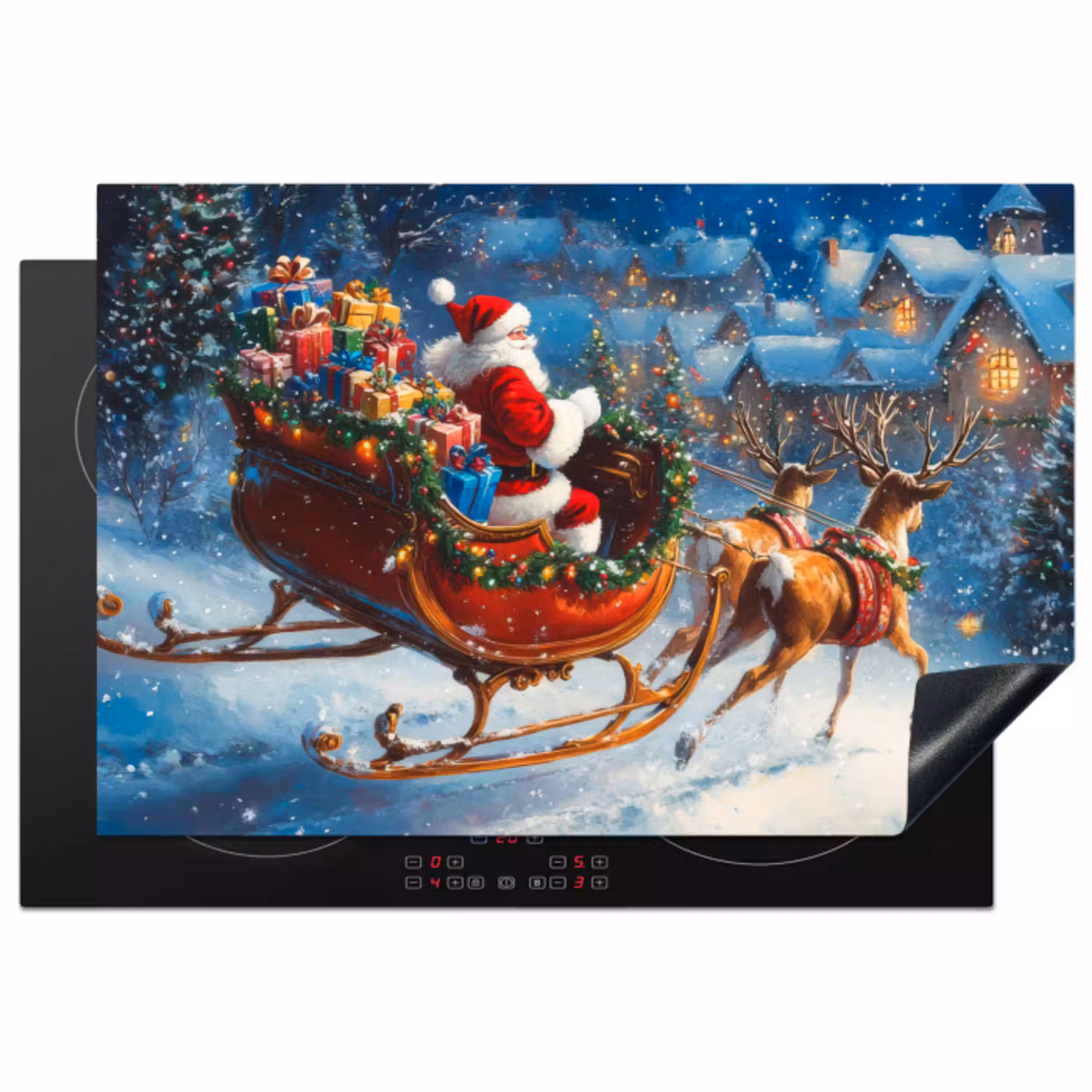 Kerstman - Rendier - Kerst - Sneeuw Inductie beschermer vinyl 3mm klein -3d
