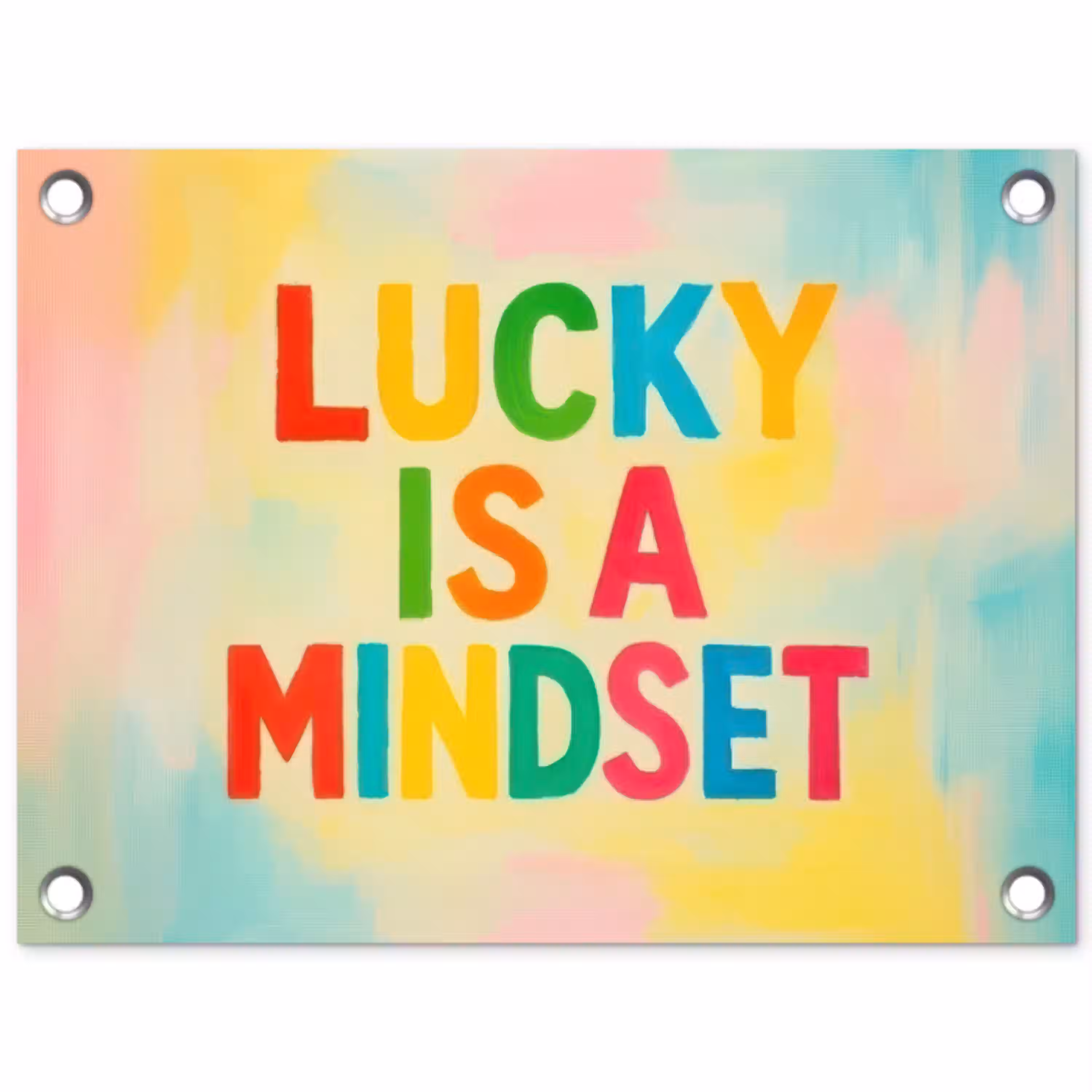 Quote - Lucky - Regenboogkleuren tuinposter los doek klein -3d