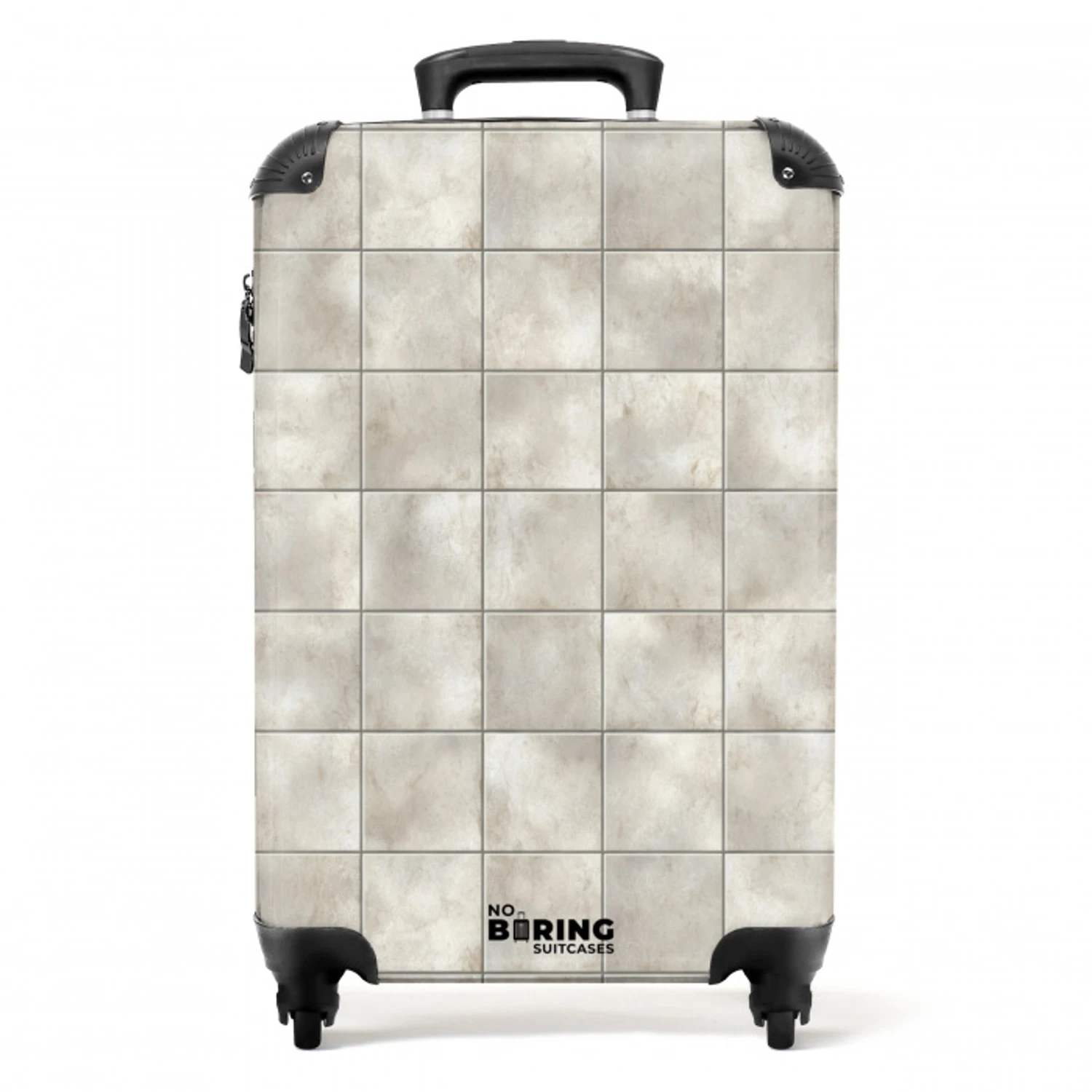 Tegels - Natuurlijk - Grijs NBS - Handbagage koffer - Volwassenen Unisex middel -productfoto_recht