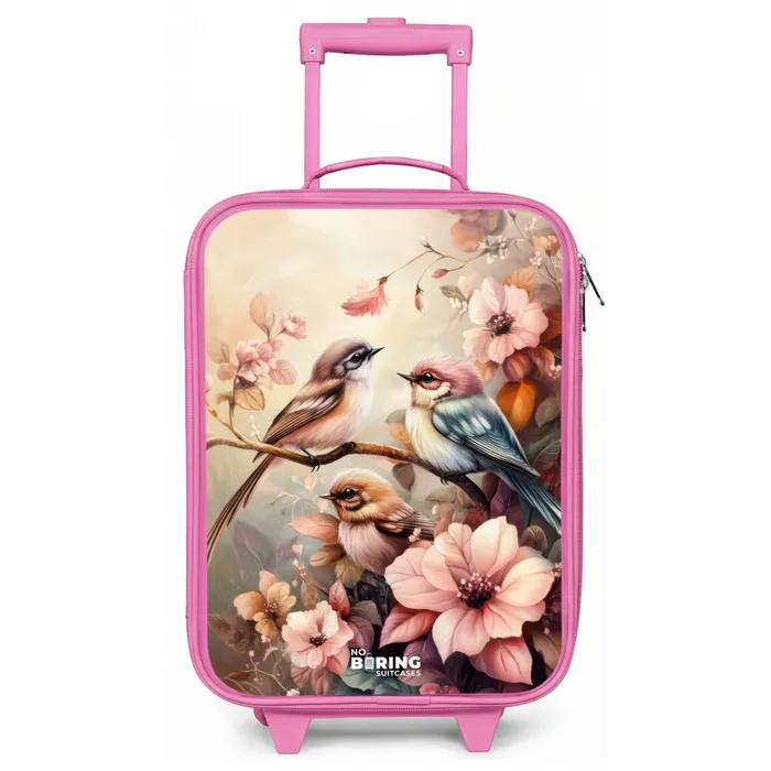 Vogels met roze bloemen Kinderkoffer - Roze klein -zz3dotto