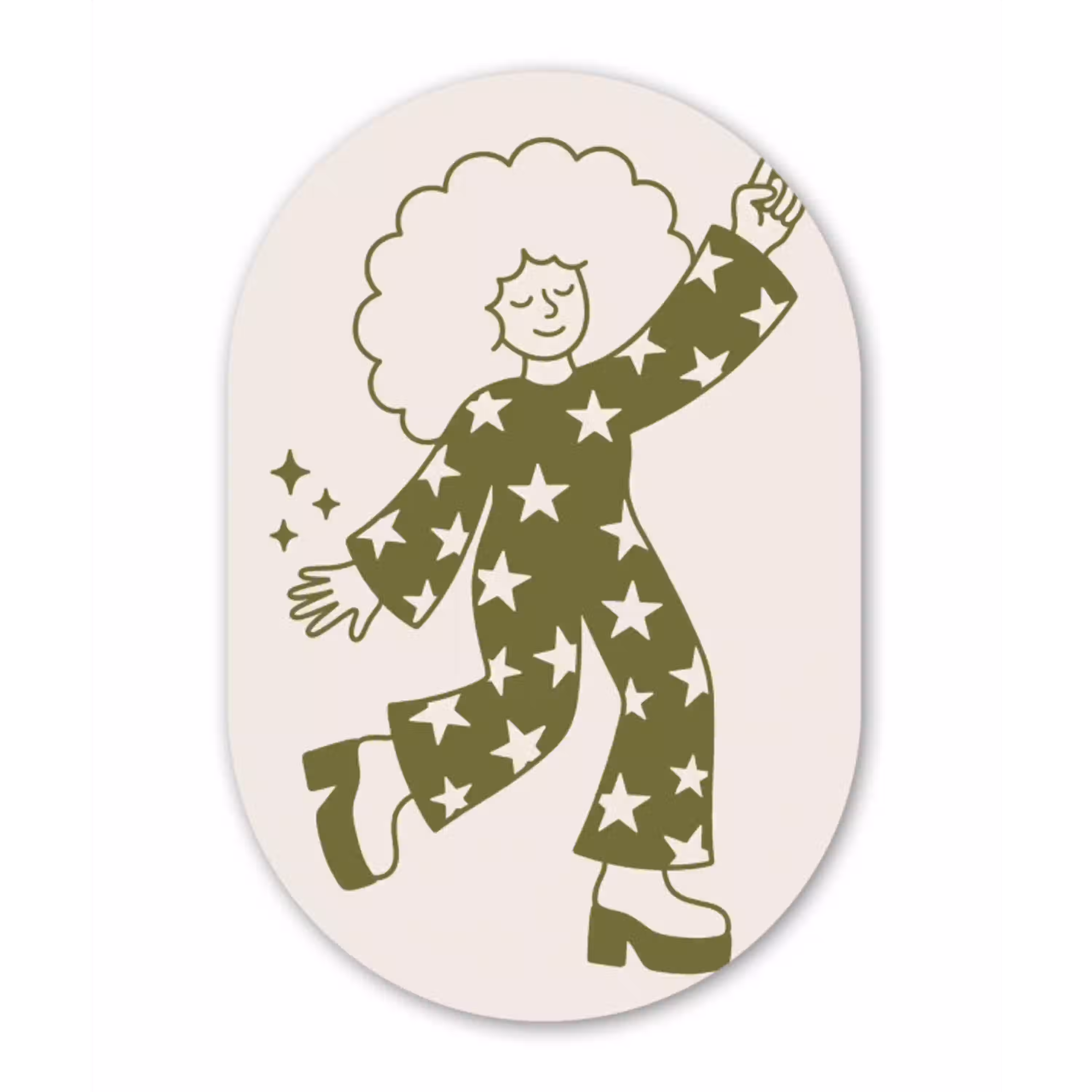 Mensen - Dansend - Feest - Vintage - Groen Wandcirkel Ovaal Aluminium middel -3d