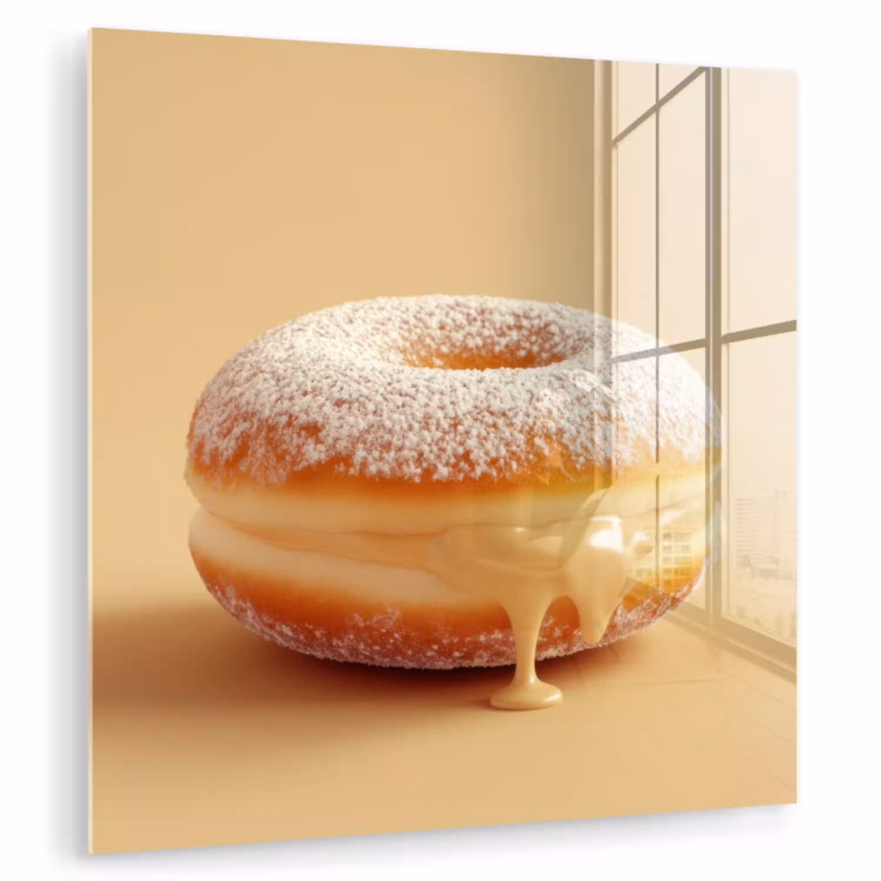 Donut - Romig - Poedersuiker - Beige plexiglas 5mm klein -zzzproduct_nieuw