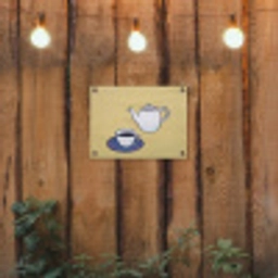 Theepot - Kopje - Beige - Illustratie tuinposter los doek klein -sfeer1