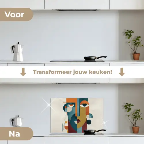 Geometrisch - Strakke vormen - Kleurrijk keuken achterwand spatscherm klein -voor_na_NL