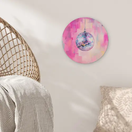 Discobal - Pink - Verf Akoestische PET Vilt - Rond klein -sfeer4