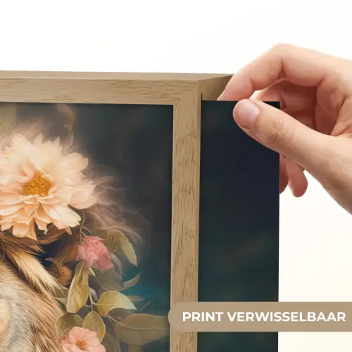 Leeuw - Leeuwenkop - Wilde dieren - Bloemen Light Box met batterij (Wandlamp) middel -USP_websiteprintNL