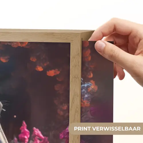 Paard - Bloemen - Paars - Oranje - Dieren Light Box met batterij (Wandlamp kind) middel -USP_websiteprintNL