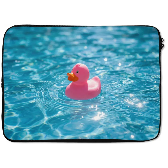 Badeend - Dobberend - Roze laptophoes neopreen klein -zkaufland3dotto