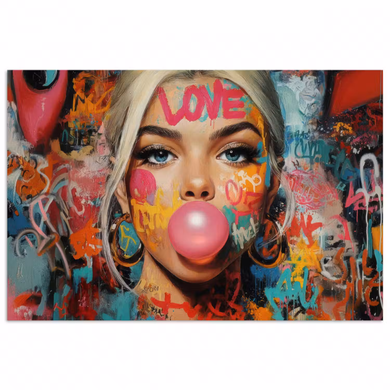 Poster - Frau - Kaugummi - Graffiti - Liebe