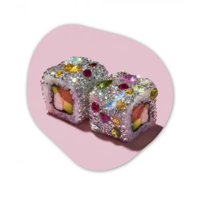 Sushi - Rolletjes - Steentjes - Kleurrijk Wandcirkel Organisch Forex 3mm klein -3d