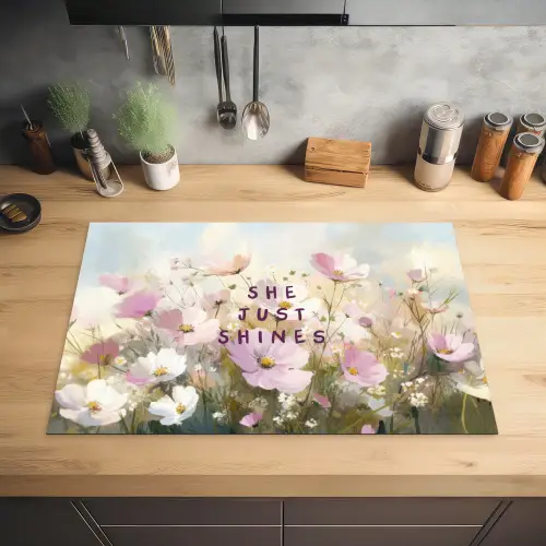 Quote - Bloemen - Schilderachtig Inductie beschermer vinyl 3mm klein -sfeer5