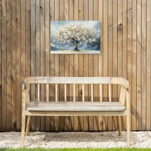Boom - Winter - Levensboom - Modern - Goud Tuinposter op houten frame 2 cm dik klein -sfeer4