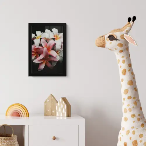 Bloemen - Roze - Zwart - Flora - Botanisch fotolijst zwart zonder passe partout klein -usfeer4_kinderkamer