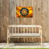 Mozaïek - Zon - Geel - Cirkel Tuinposter op houten frame 2 cm dik klein -sfeer4