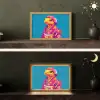 Bloemenkrans - Hagedis - Kimono - Paars Light Box met kabel (Tafellamp) klein -sfeer3