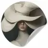 Modern - Vrouw - Hoed Wandcirkel behangsticker klein -3d