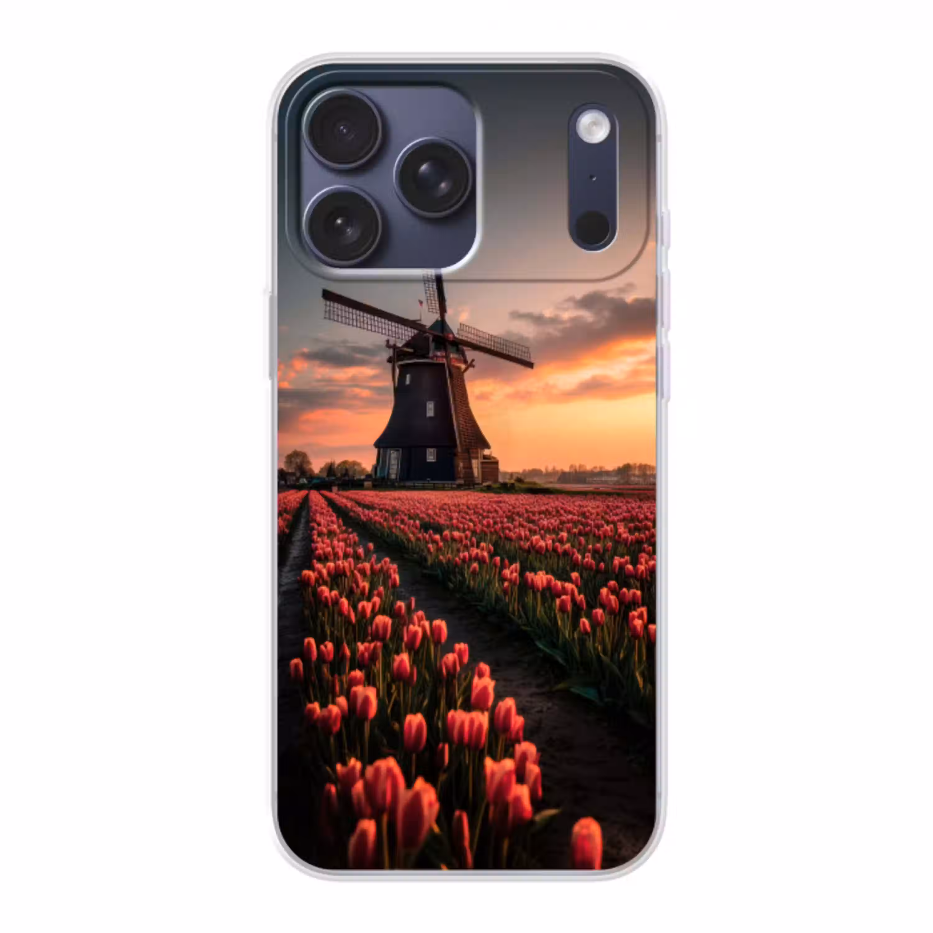 Molen - Zonsondergang - Tulpen - Rood Telefoonhoesje iPhone 17 Pro Max klein -3d
