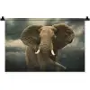 Afrikaanse olifant tegen de donkere wolken Wandkleed katoen klein -zz3d