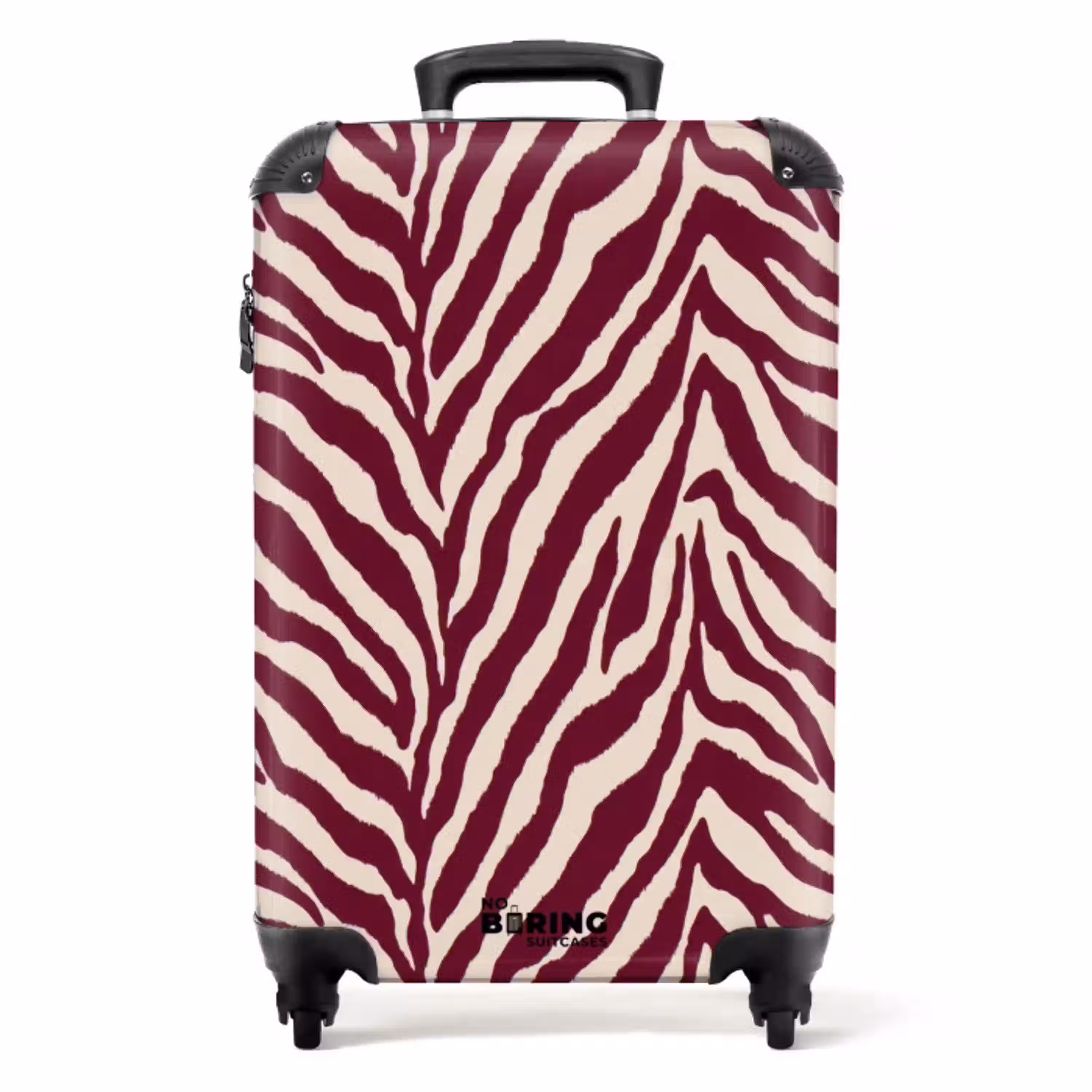 Zebra - Motief - Bordeaux - Rood NBS - Handbagage koffer - Volwassenen Unisex middel -productfoto_recht