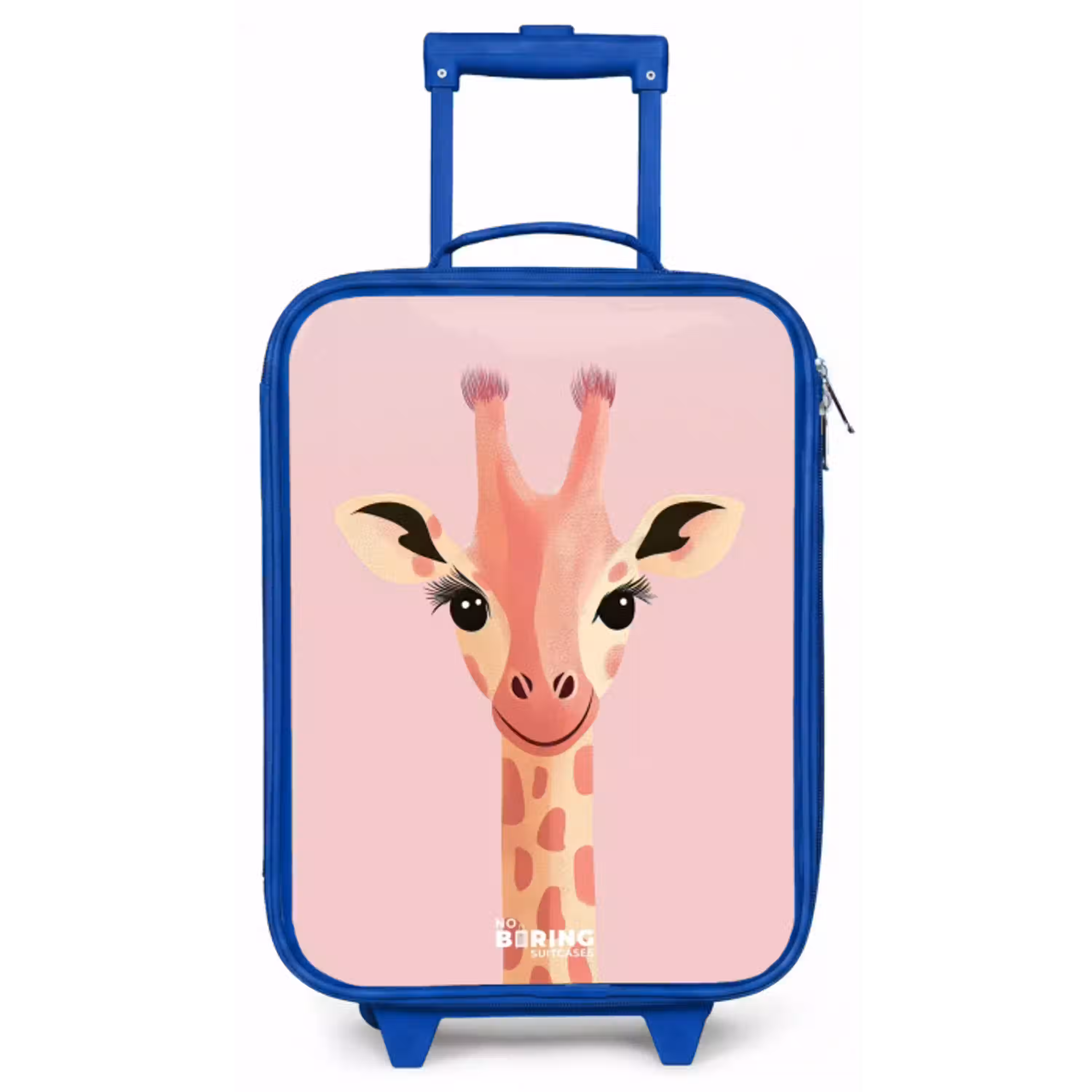 Giraffe - Wimpers - Minimalistisch - Roze Kinderkoffer - Blauw klein -zz3dotto