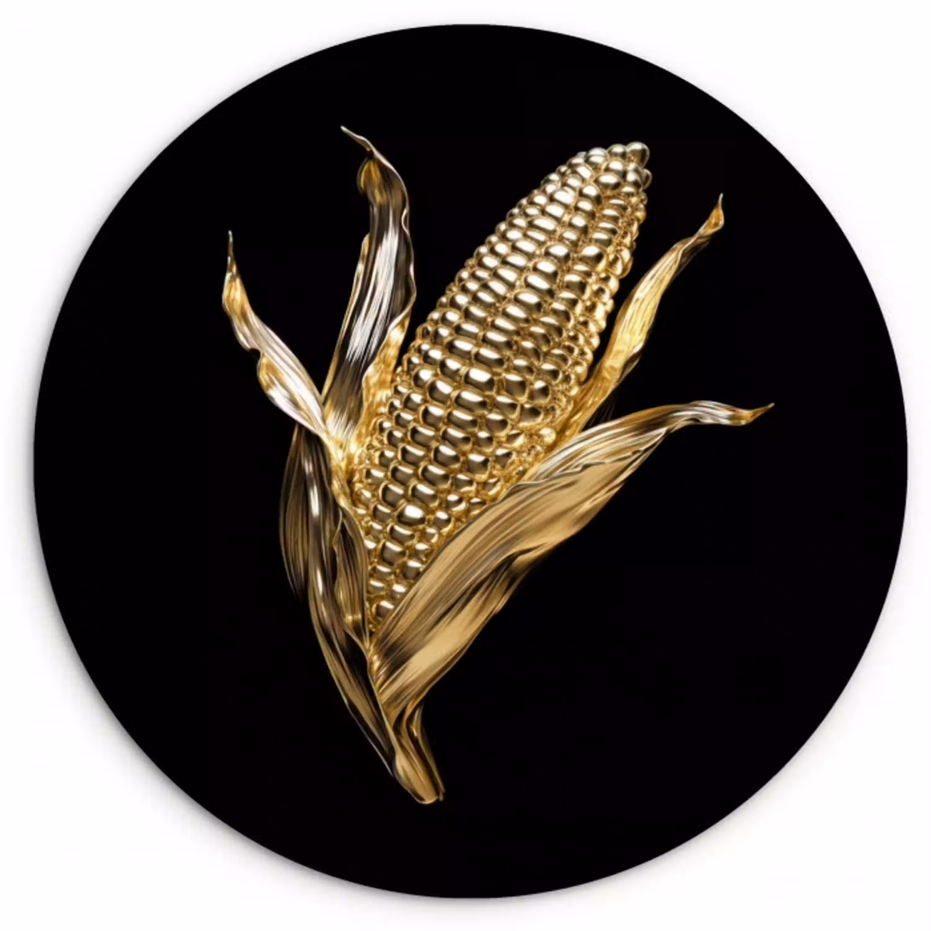 Mais - Eten - Goud - Zwart Wandcirkel plexiglas klein -3d