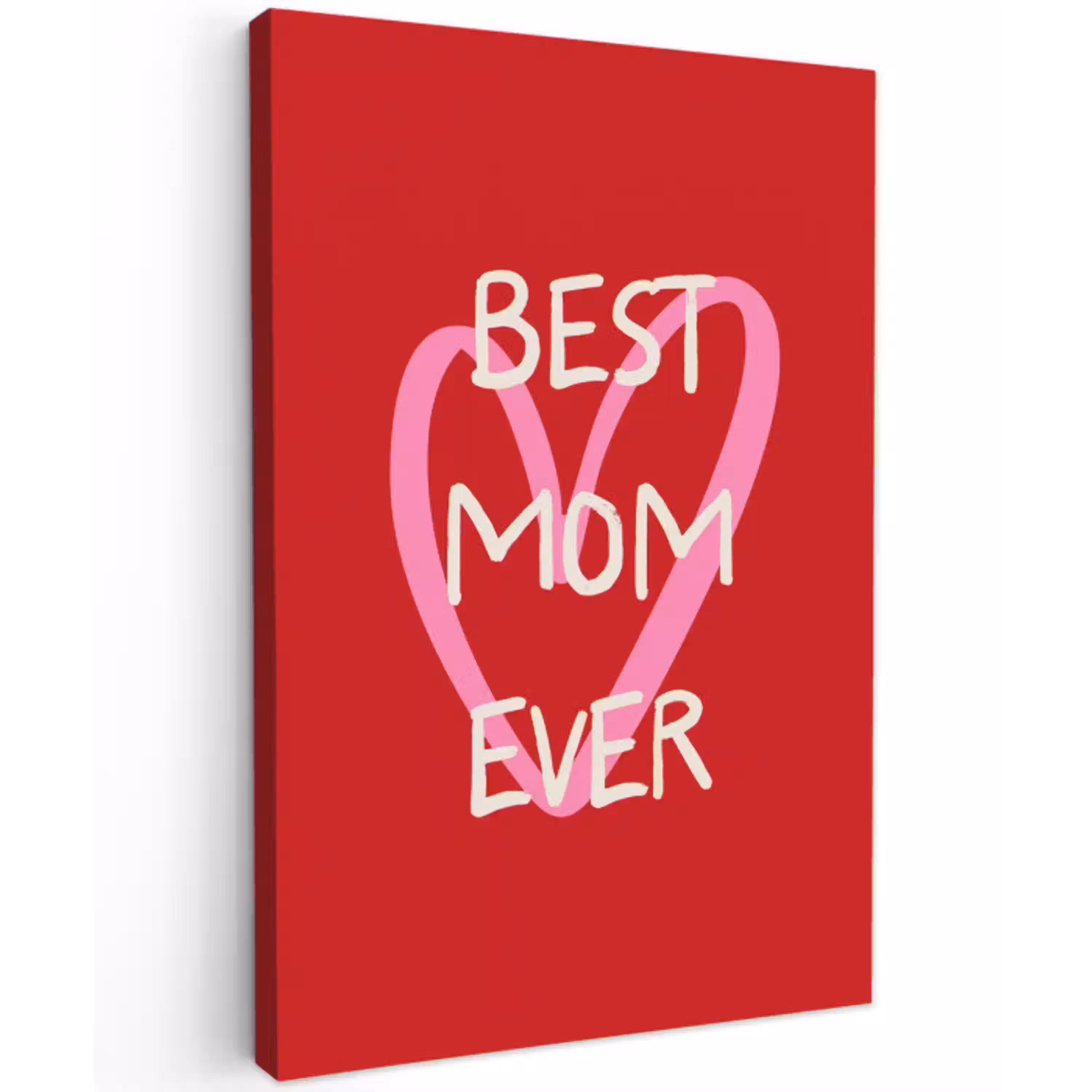 Moeder - Quote - Hartje - Rood Tuinposter op houten frame 2 cm dik middel -3d