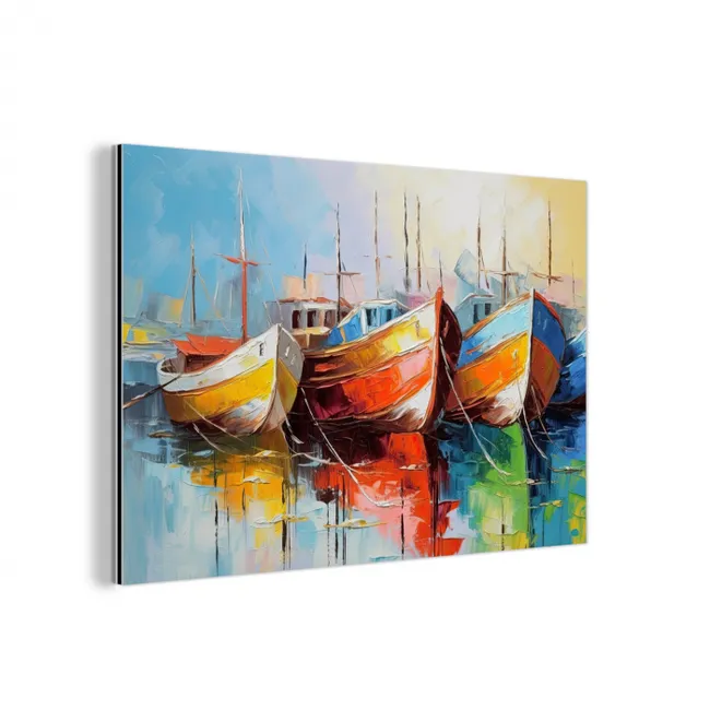 Boten - Kunst - Kleuren - Schilderij aluminium wit klein -3d