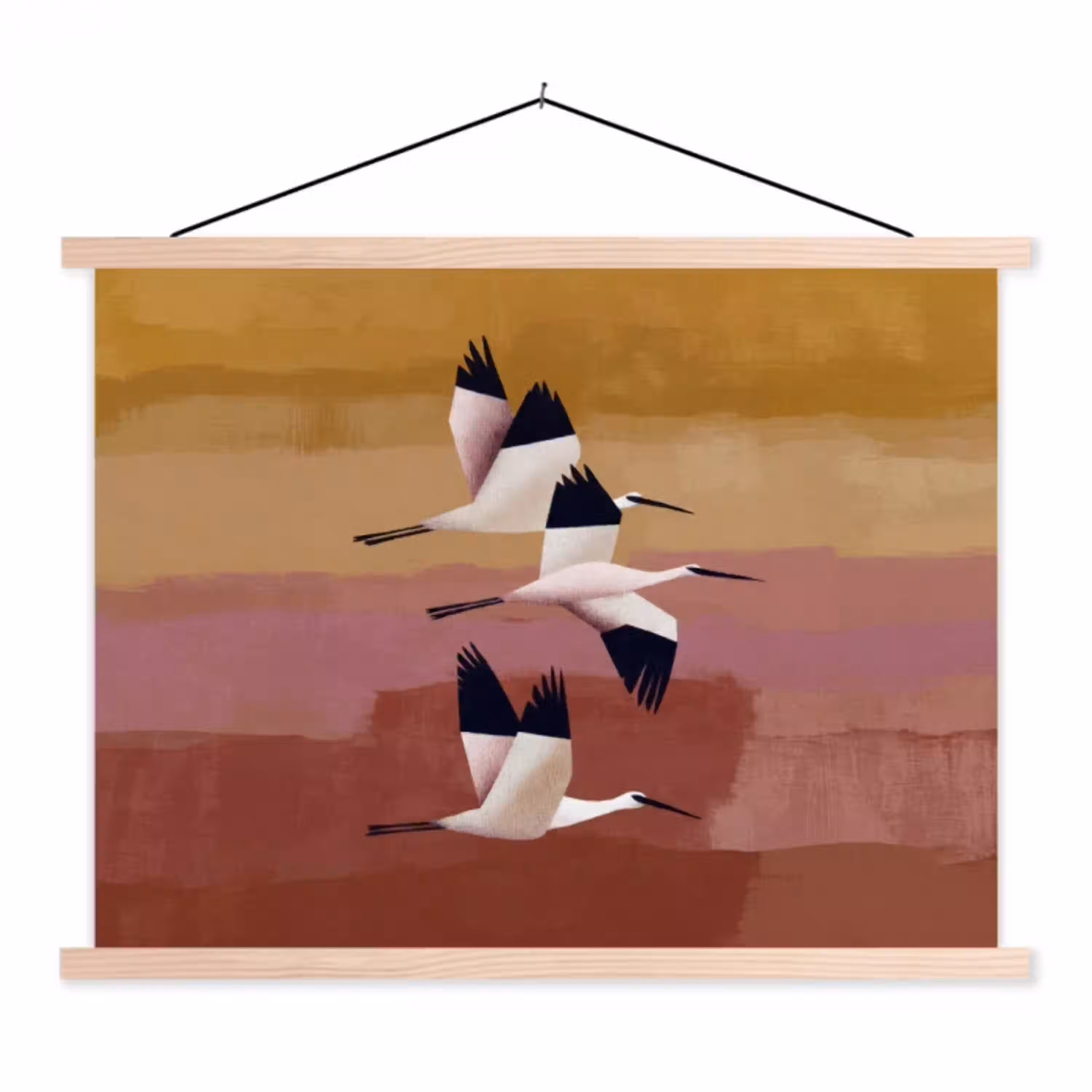 Vogels - Snavel - Abstract textielposter latten blank klein -3d