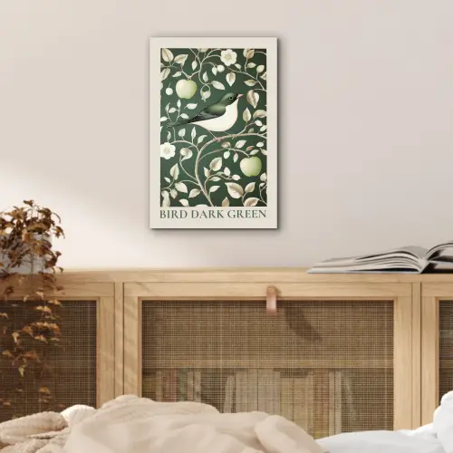 Groen - Vogel  - Bloemen aluminium wit klein -sfeer3