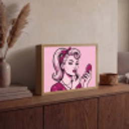 Vintage - Vrouw - Roze Light Box met batterij (Wandlamp) middel -sfeer2