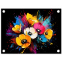 Bloemen - Kleurrijk - Graffiti - Modern - Boeket tuinposter los doek klein -3d