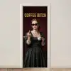 Koffie - Vrouw - Middelvinger deurposter klein -3d_beige