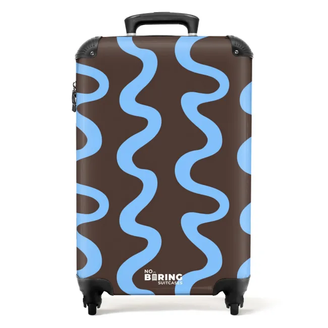 Koffer - Kronkelende lijnen - Blauw - Bruin - Minimalistisch