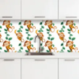 Apen - Lianen - Kleurrijk keuken achterwand 2 middel 871 -3d