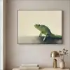 Kameleon - Groen - Minimalistisch Textielframe zwart klein -sfeer2
