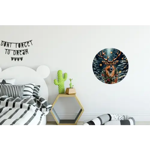 Kerst - Magie - Bos - Kleurrijk Wandcirkel aluminium klein -kinderkamer