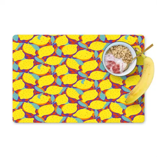 Citroenen - Geel - Stippen - Oranje Placemat vinyl groot 368 -zzzproduct_Kitchenyeah-website