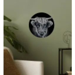 Schotse hooglander - Zwart - Koe - Dieren Wandcirkel behangsticker klein -sfeer2