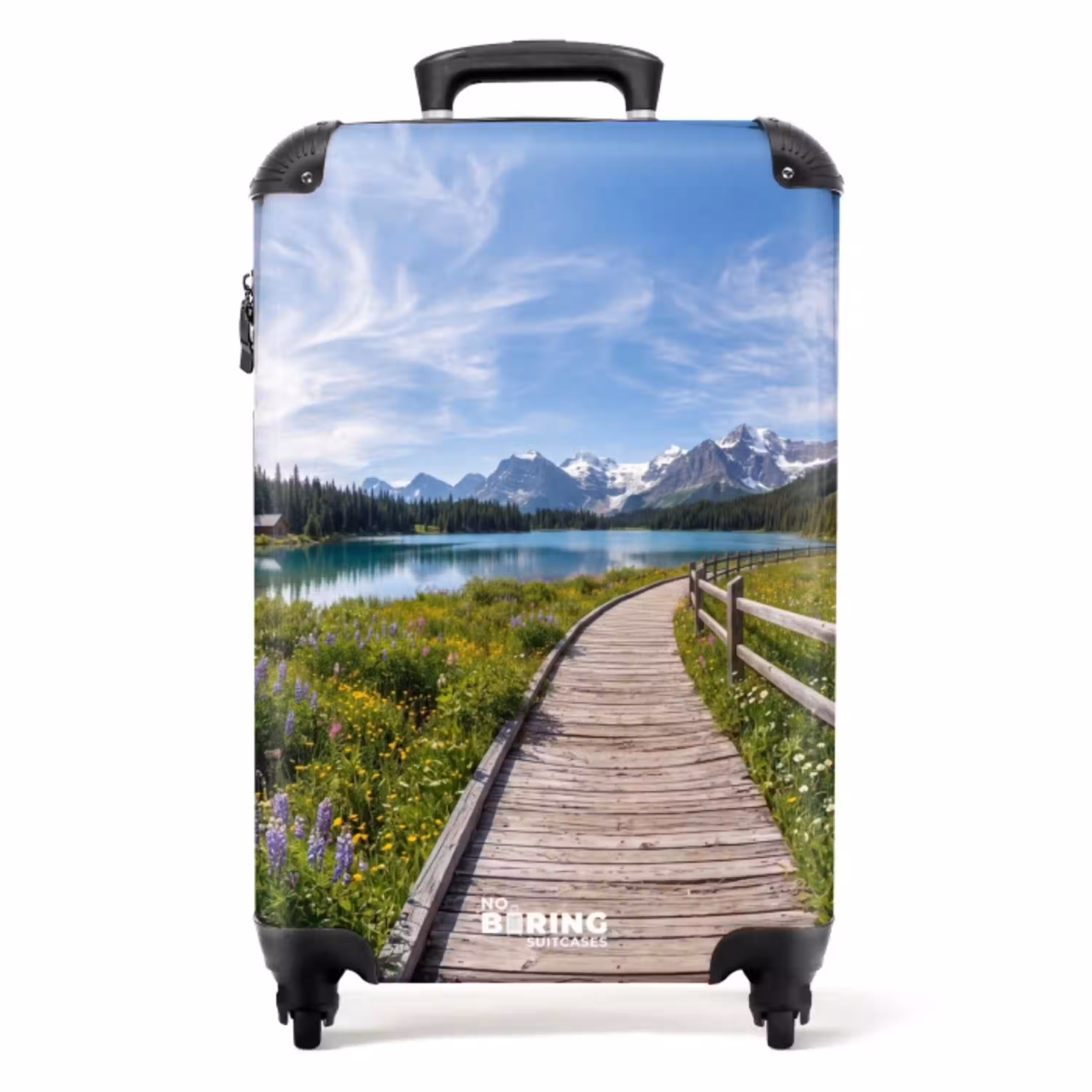 Bergen - Meer - Landschap - Blauw NBS - Handbagage koffer - Volwassenen Unisex middel -productfoto_recht