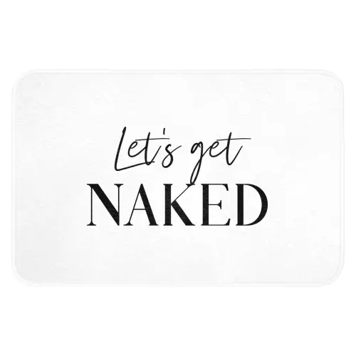Quotes - Let's get naked - Wit - Spreuk Badmat klein -3d