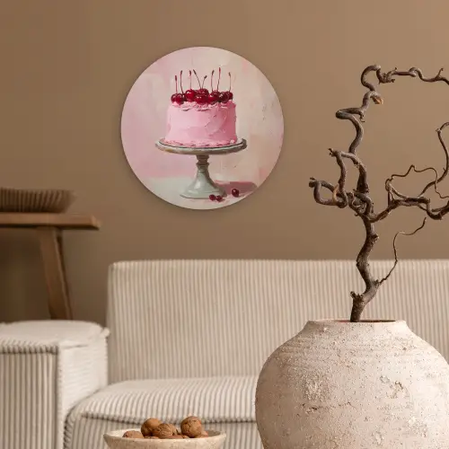 Taart - Pink - Cherry Wandcirkel plexiglas klein -sfeer1