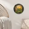 Poort - Planten - Zonsondergang Wandcirkel kunststof plaat 5mm dik klein -sfeer5