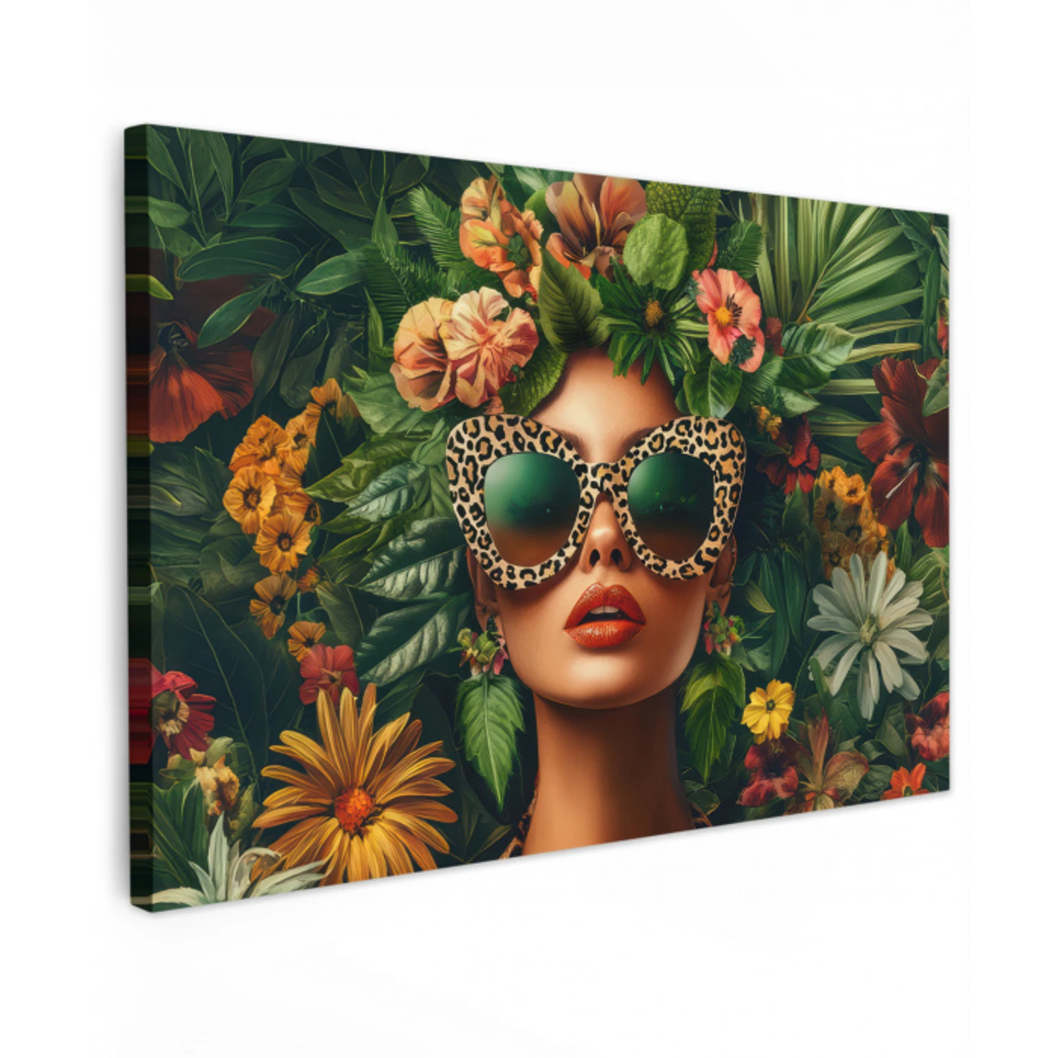 Vrouw - Panterprint - Jungle - Natuur - Luxe Tuinposter op houten frame 2 cm dik klein -3d
