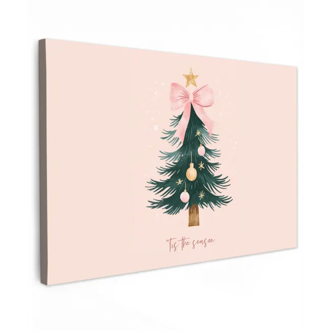 Christmas Season - Kerst - Kerstboom - Roze canvas 2cm klein -z3d