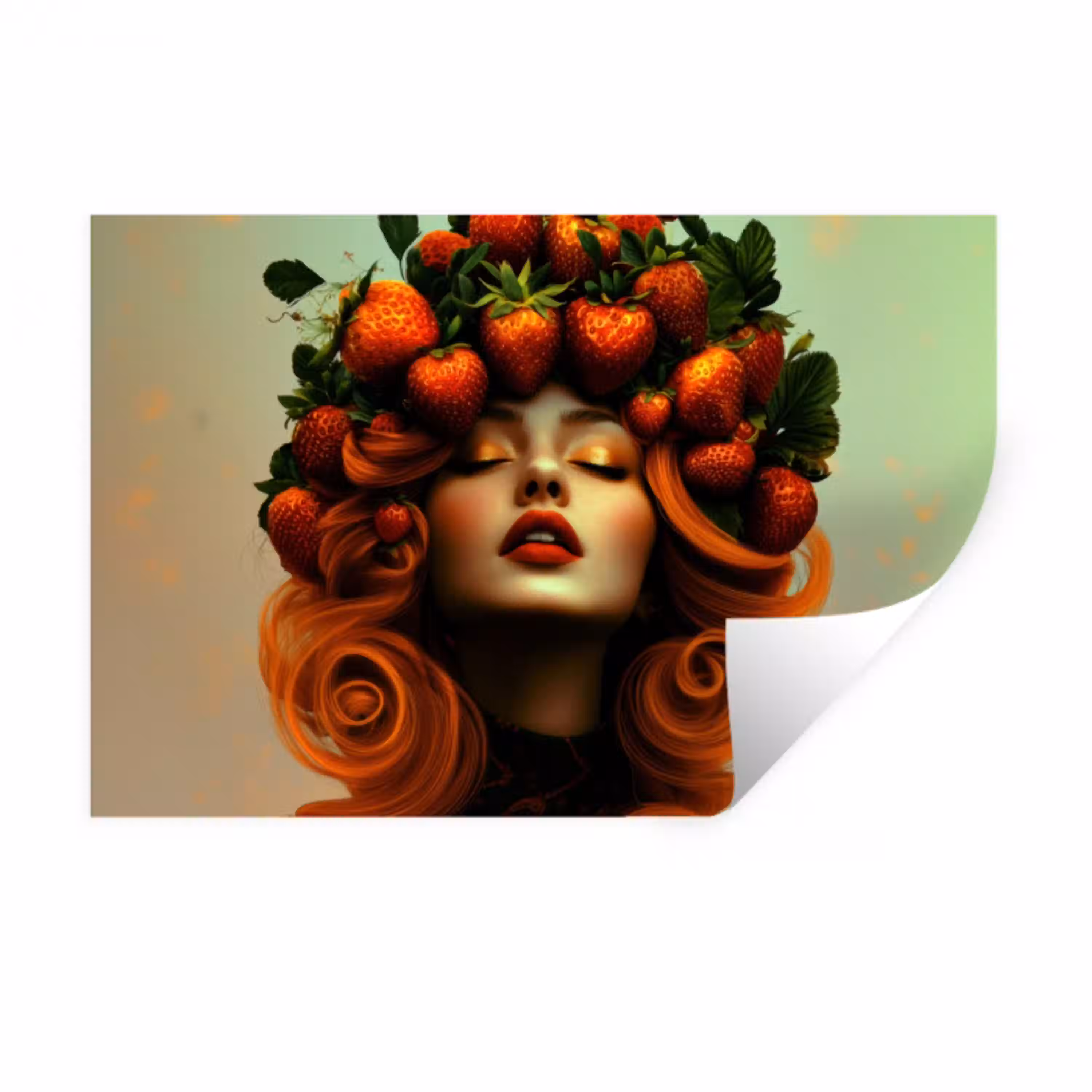 Vrouw - Aardbeien - Kroon Muursticker klein -3d