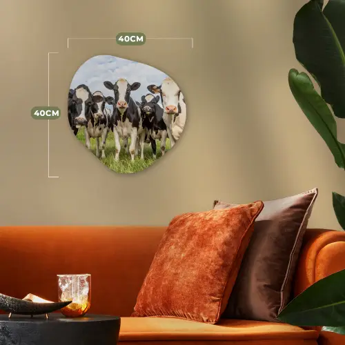 Koeien - Weiland - Dieren - Natuur - Gras Wandcirkel Organisch Forex 3mm klein -sfeer3