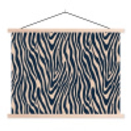 Zebra - Patroon - Blauw - Beige textielposter latten blank klein 122 -3d