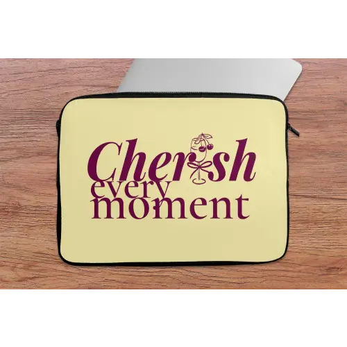 Cherish every moment - Cocktailglas - Geel laptophoes neopreen klein -tafel