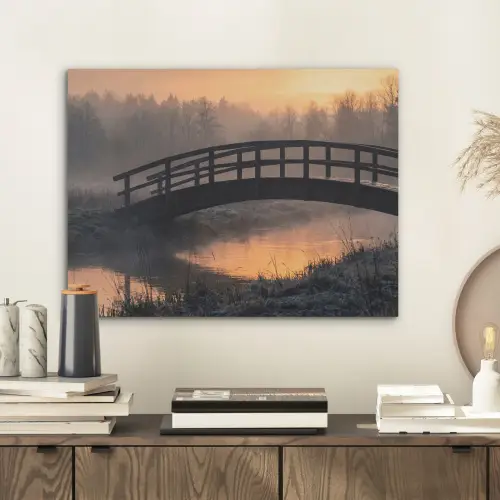 Brug - Mist - Bomen - Water PET vilt klein -sfeer1